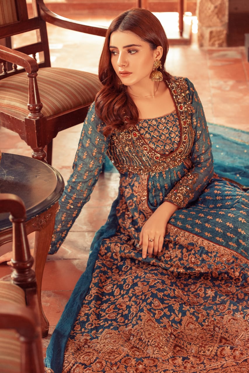 NB-4086 Teal Green Stitched 3Pc with 
Heavy Dupatta Nakoosh Shop