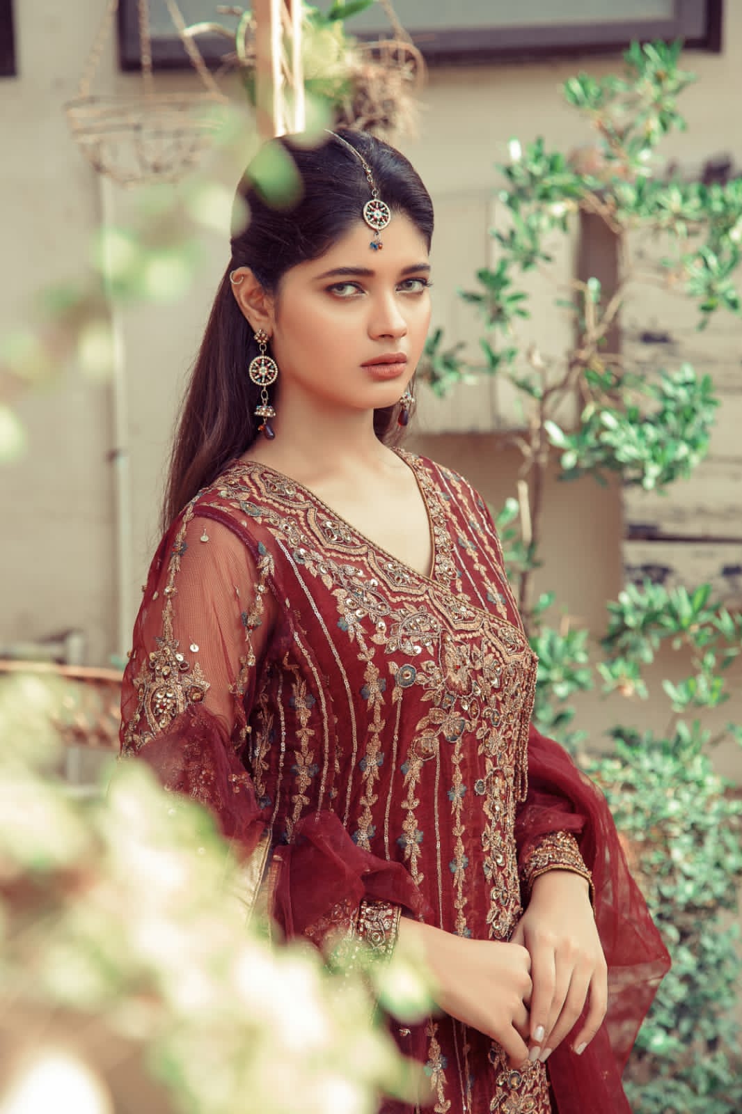 NB-4223 Deep Maroon Stitched 3Pc Dress Nakoosh Shop