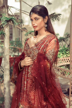 NB-4223 Deep Maroon Stitched 3Pc Dress Nakoosh Shop