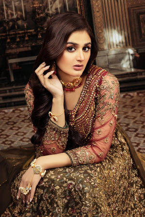 NB-4255 Mehndi Stitched 3Pc Dress Nakoosh Shop