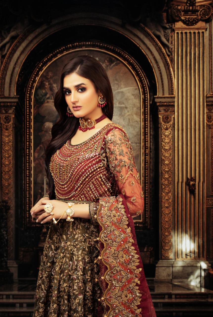 NB-4255 Mehndi Stitched 3Pc Dress Nakoosh Shop