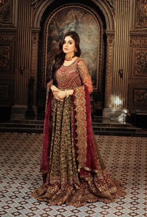 NB-4255 Mehndi Stitched 3Pc Dress Nakoosh Shop