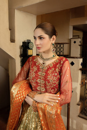 NB-4356 Maroon & Pista Lahnga Choli Stitched Dress Nakoosh Shop