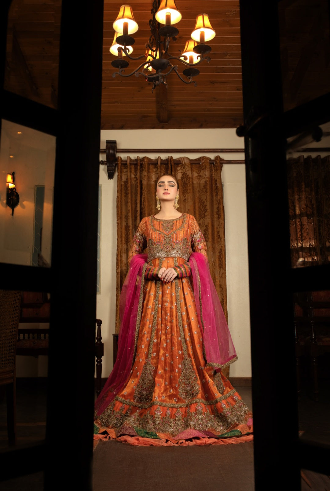 NB-4497 Orange Bridal Dress Nakoosh Shop