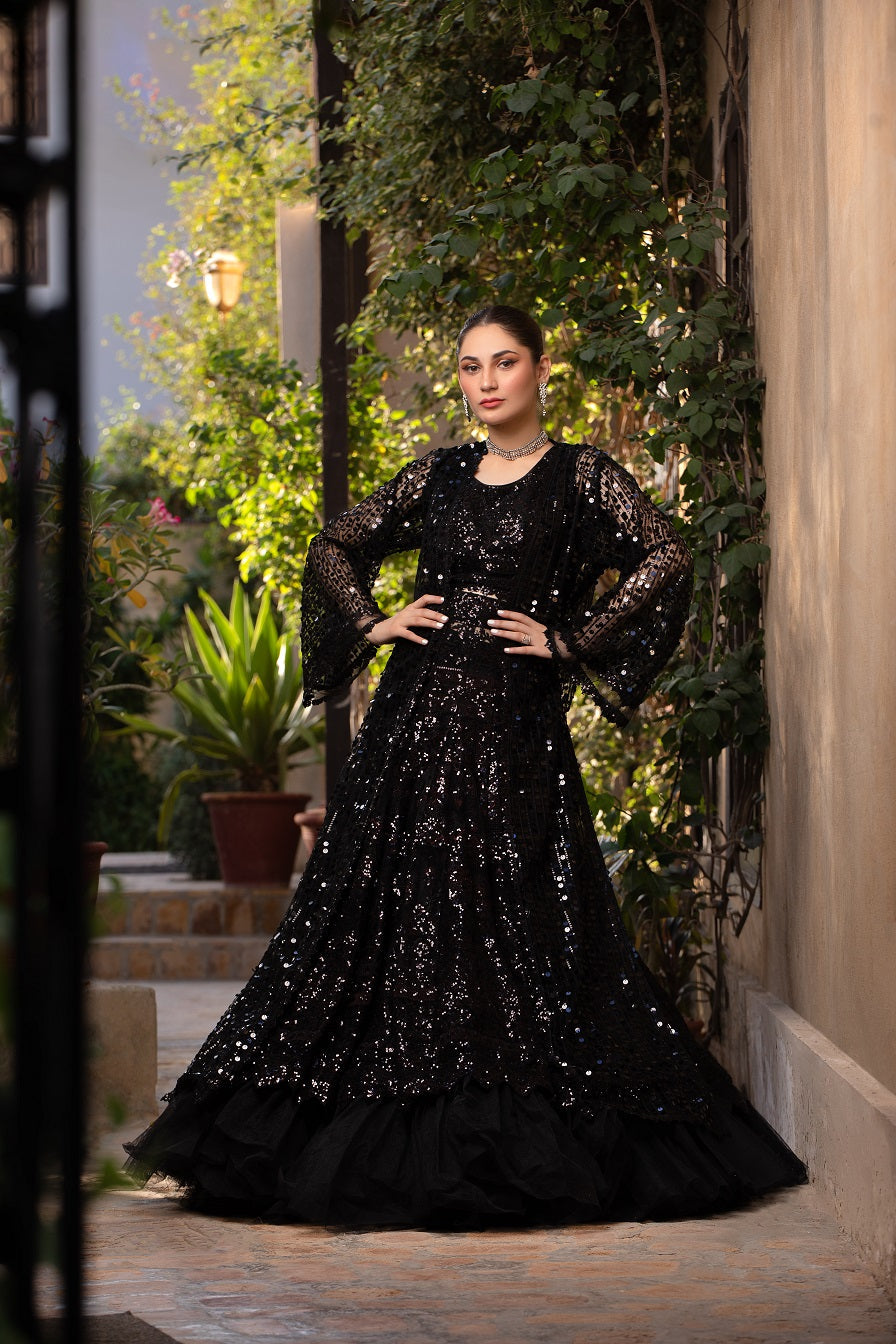 NB-4574 Black Sequins Lehnga Choli Stitched Dress Nakoosh Shop