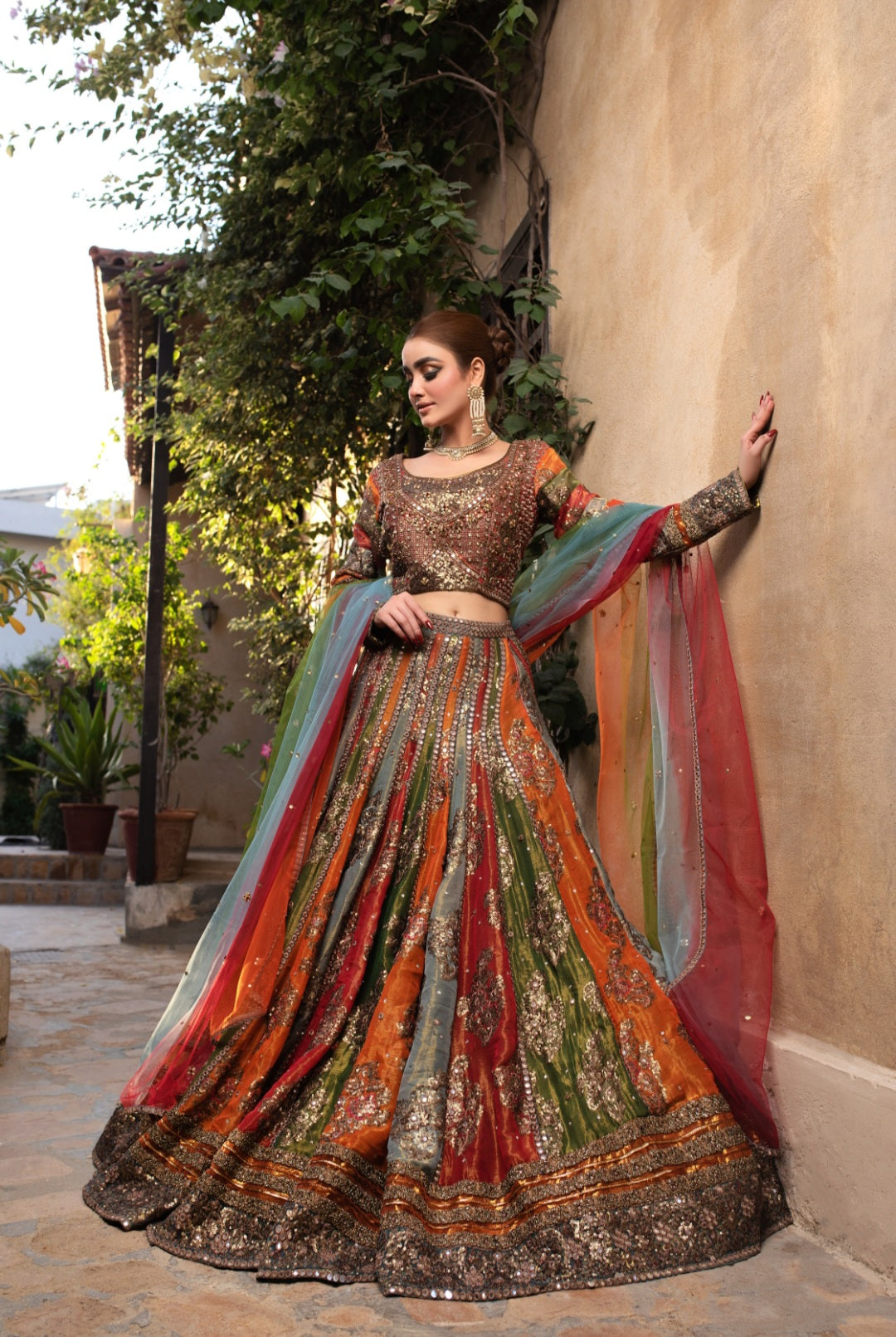 NB-4576 Multi Color Lehnga Choli Stitched Dress Nakoosh Shop