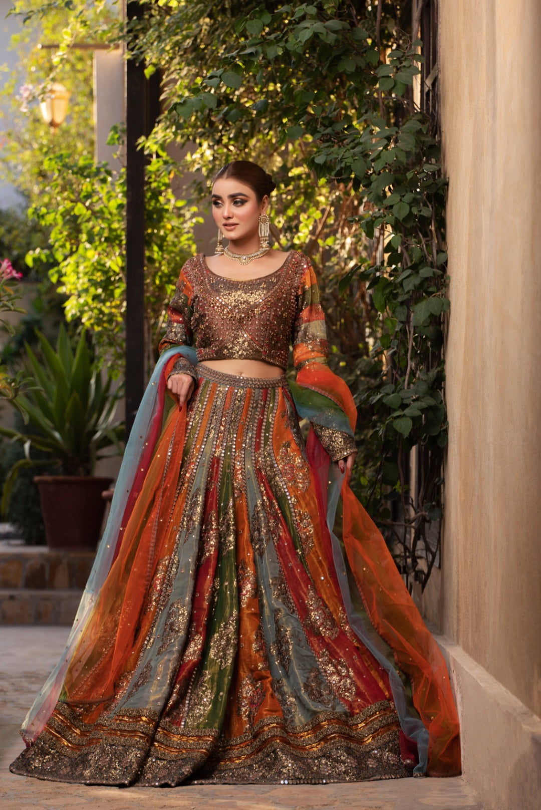 NB-4576 Multi Color Lehnga Choli Stitched Dress Nakoosh Shop