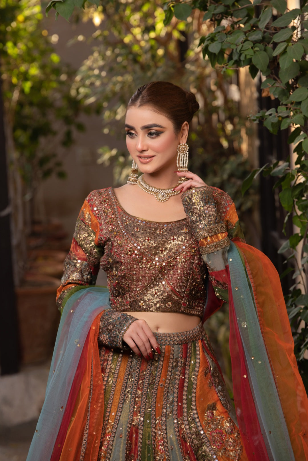 NB-4576 Multi Color Lehnga Choli Stitched Dress Nakoosh Shop