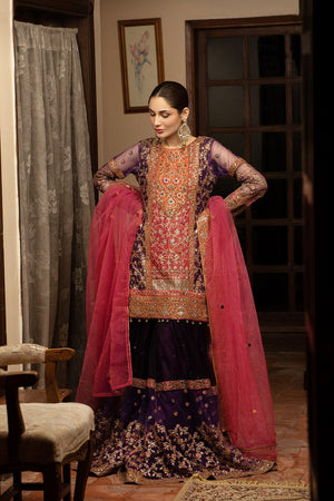 NB-4579 Purple Pink Gharara 3Pc Stitched Dress Nakoosh Shop