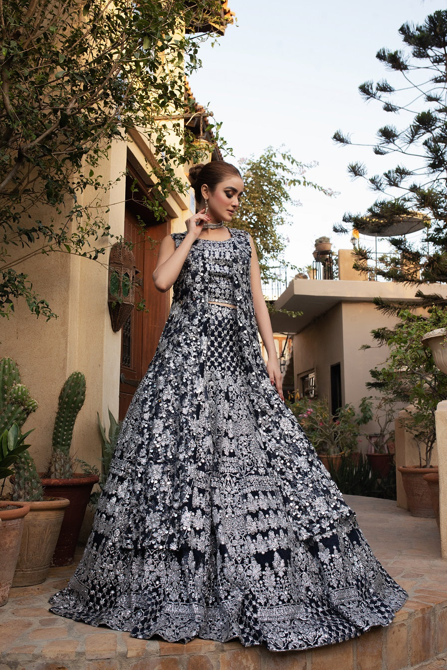 NB-4581 Navy Blue Lehnga Choli Stitched Dress Nakoosh Shop