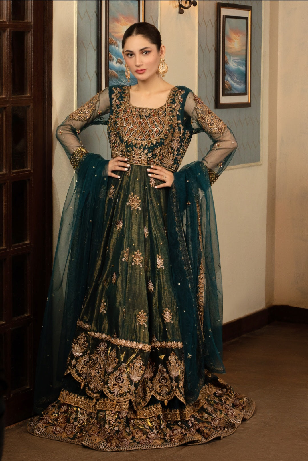 NB-5018 Teal Maisori 3Pc Stitched Dress Nakoosh Shop