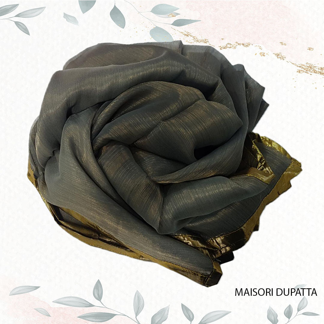 ND-Gray Maisori Dupatta Nakoosh Shop