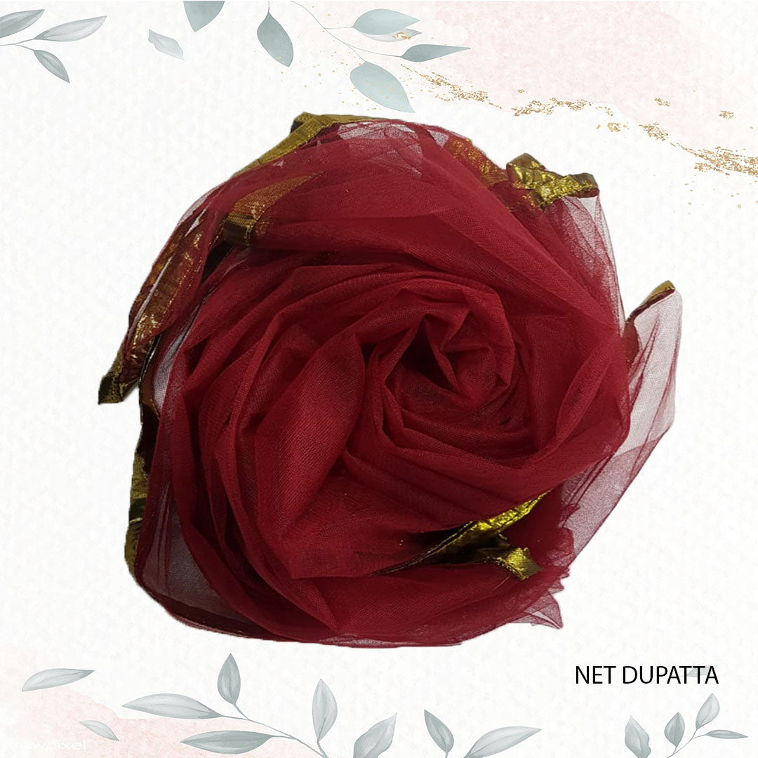 ND-Maroon Net Dupatta Nakoosh Shop