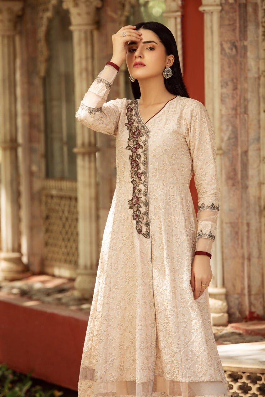 NF-4480 Beige Lawn Anrakha Stitched Shirt Nakoosh Shop