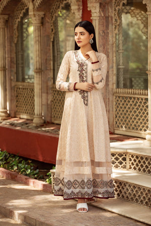 NF-4480 Beige Lawn Anrakha Stitched Shirt Nakoosh Shop