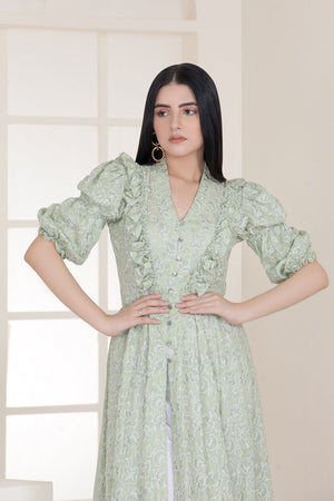 NF-4492 Pistachio Chicken Long Stitched Shirt Nakoosh Shop