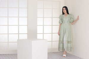 NF-4492 Pistachio Chicken Long Stitched Shirt Nakoosh Shop