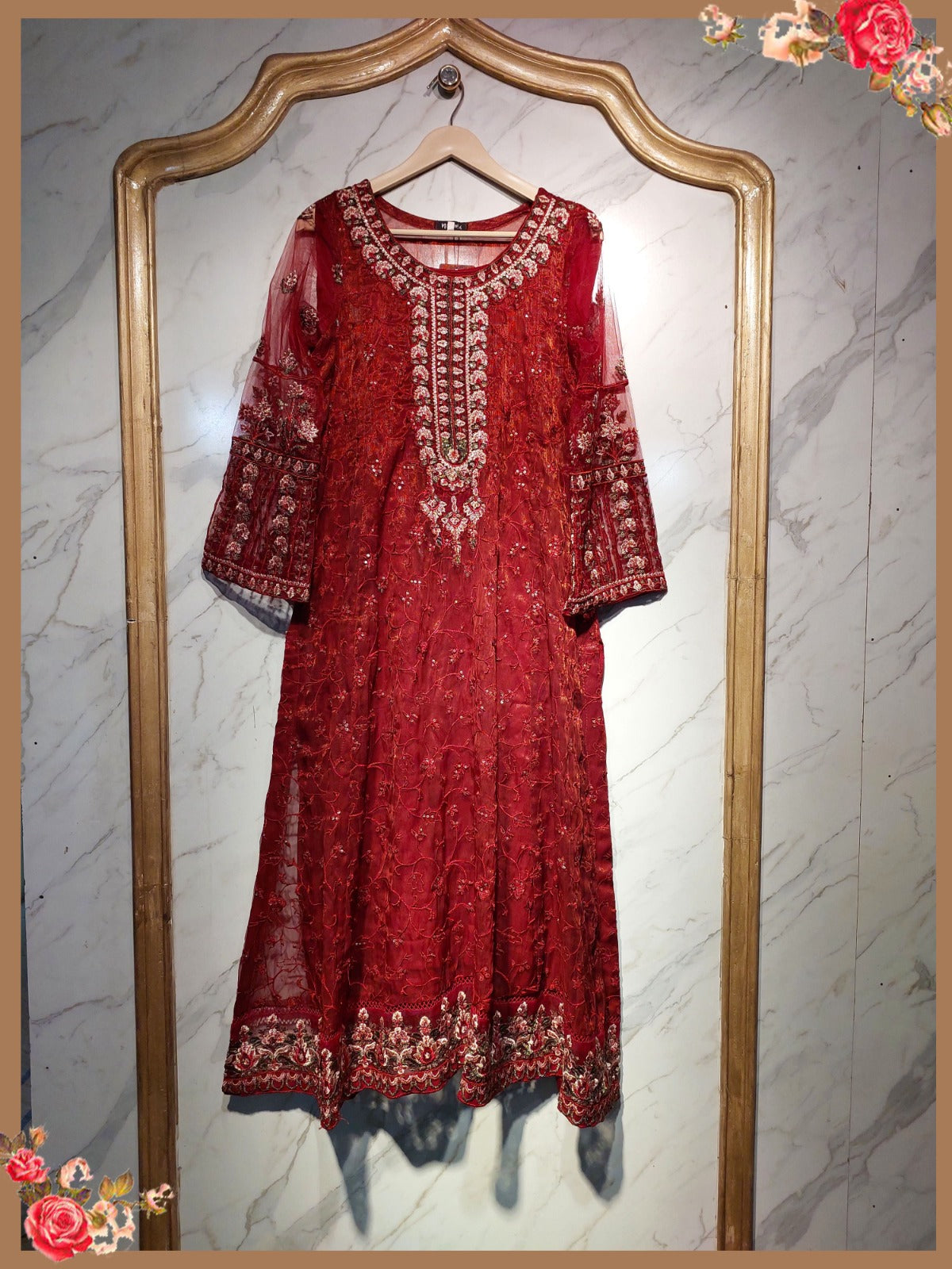 NF-4804 Maroon Mesori Stitched Shirt Nakoosh Shop