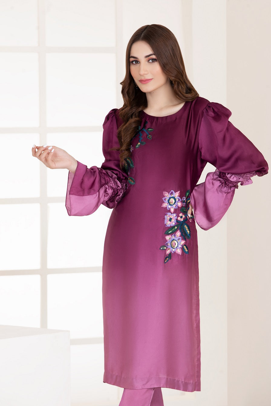NU-Burgundy Shaded Silk Unstitch Nakoosh Shop