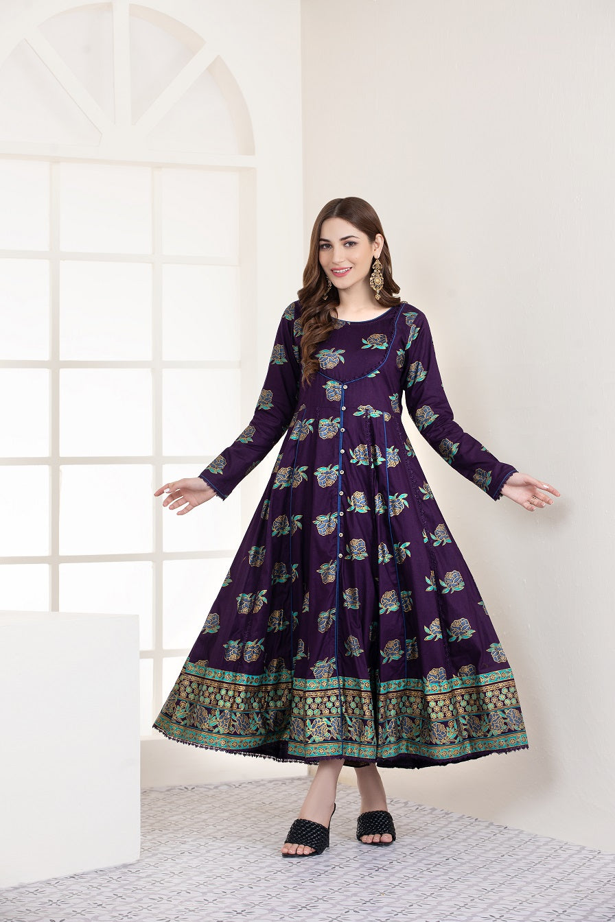 NU-Purple Printed Unstitch Shirt Nakoosh Shop