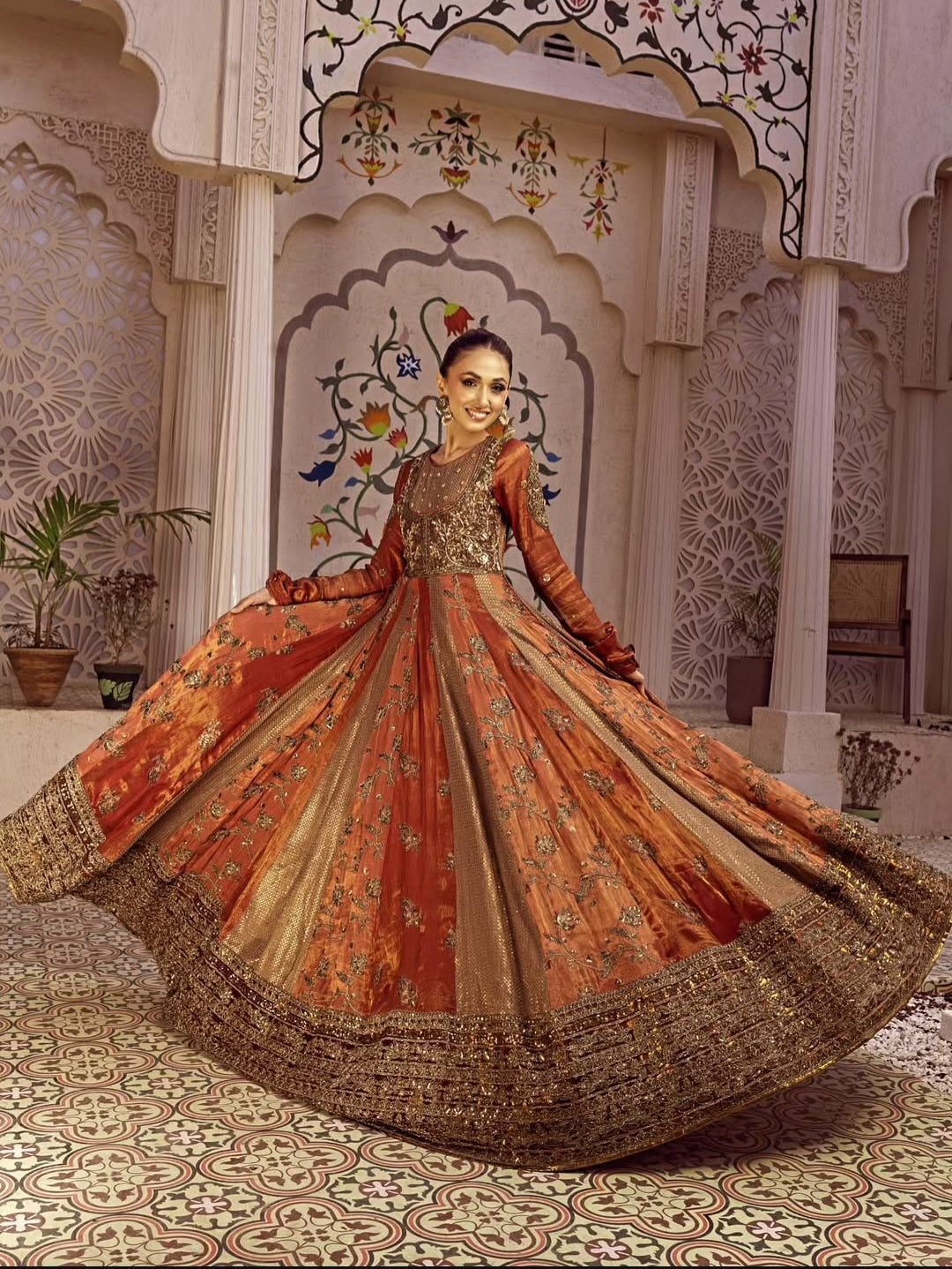 NB-5787 Maroon Anarkali Formal Stitched 3Pc Suit