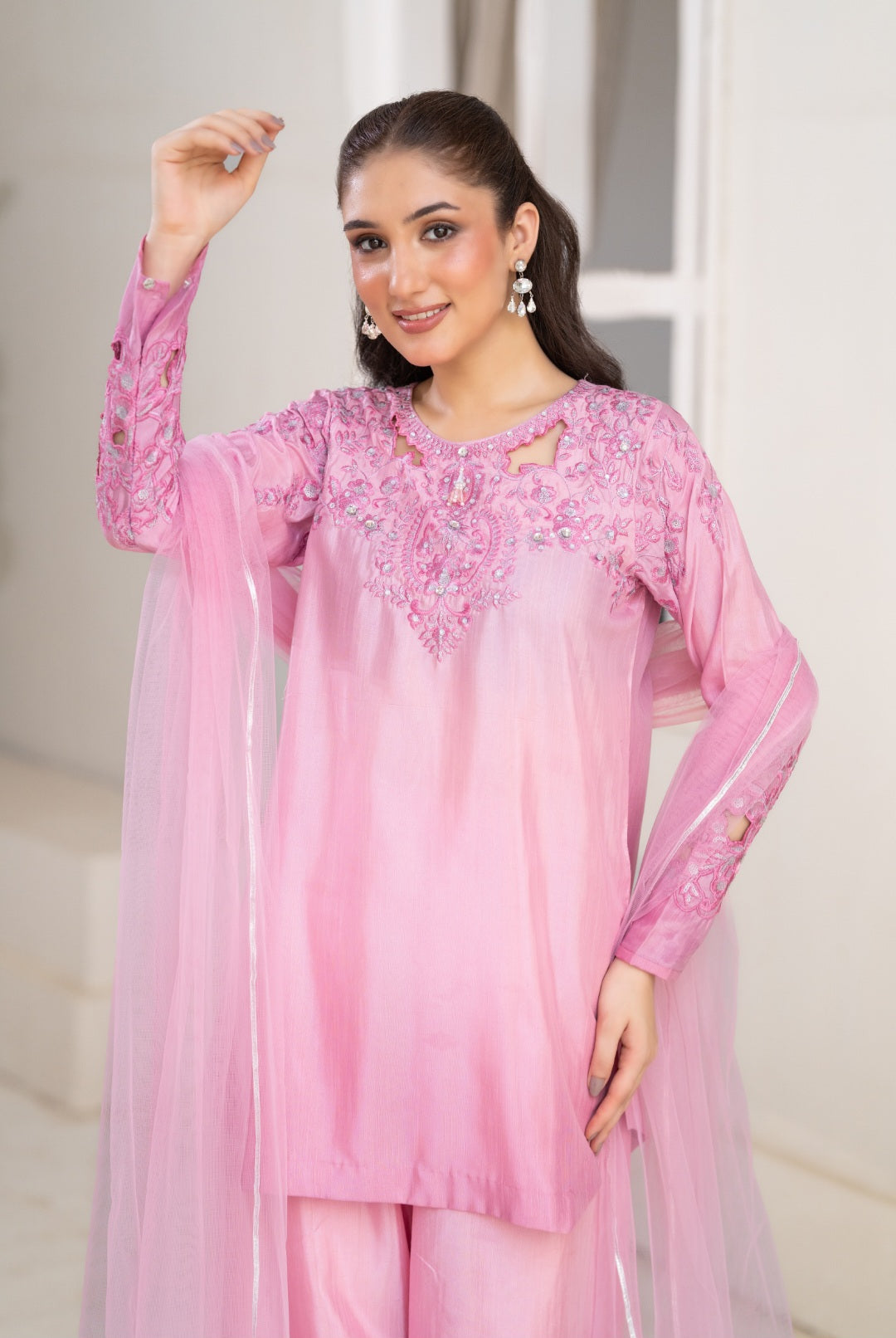 NF-6674 Pink shadded Silk 2pc suit