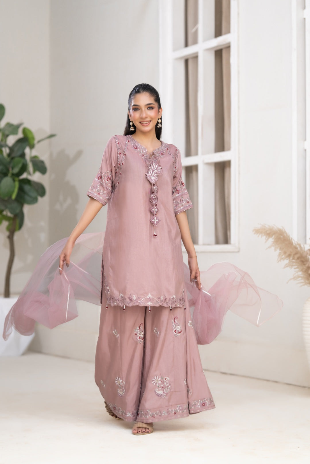 NF-6484 Mouve Rawsilk Chamki 2Pc