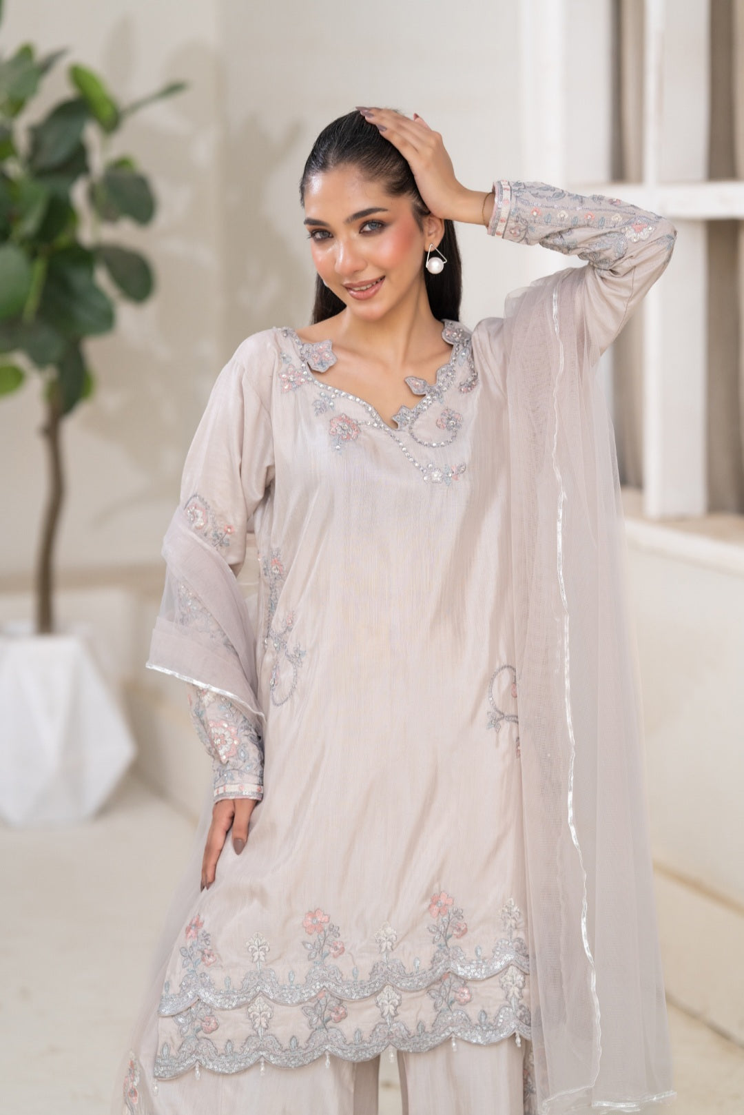 NF-6838 Ivory Silk 2pc Suit