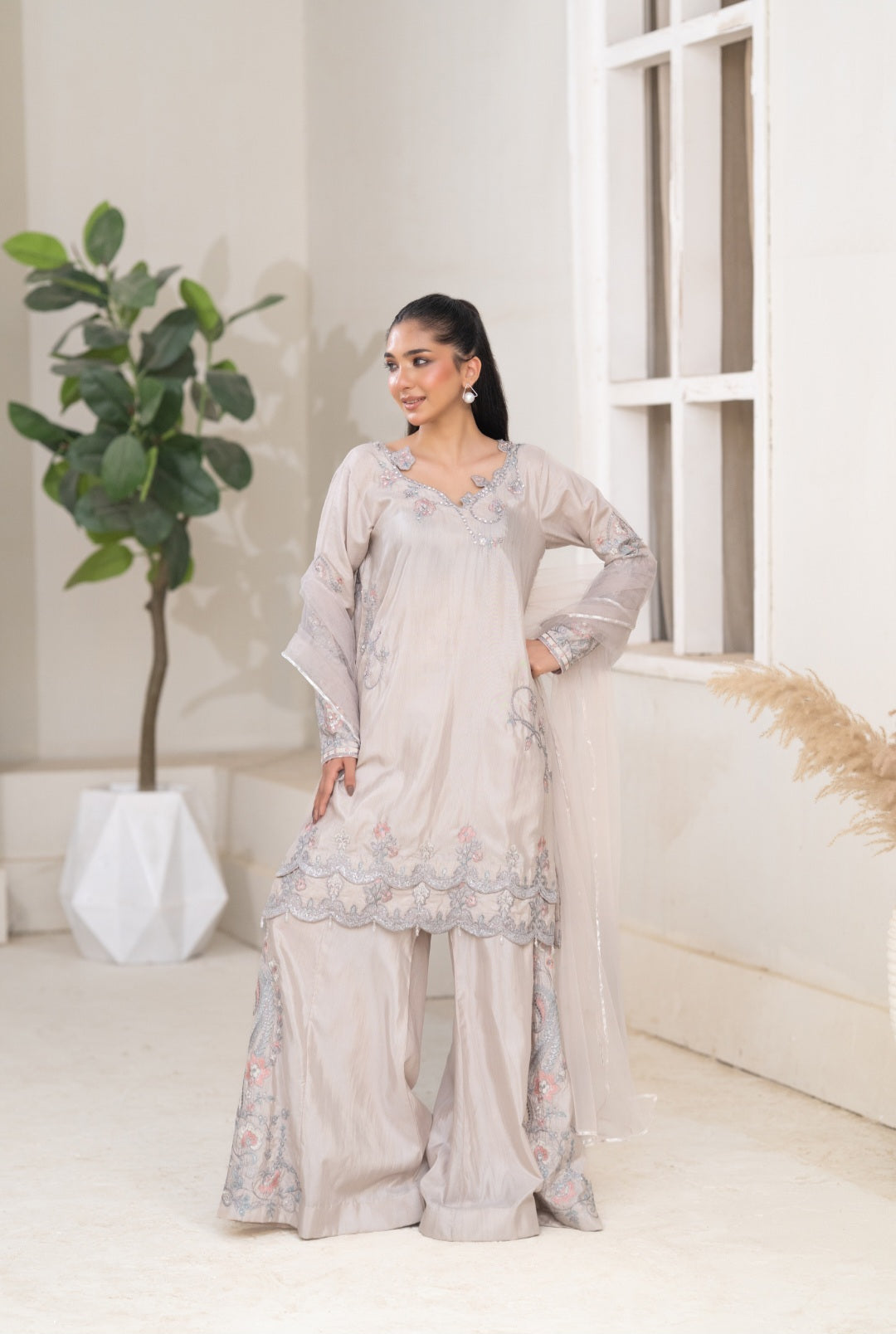 NF-6838 Ivory Silk 2pc Suit