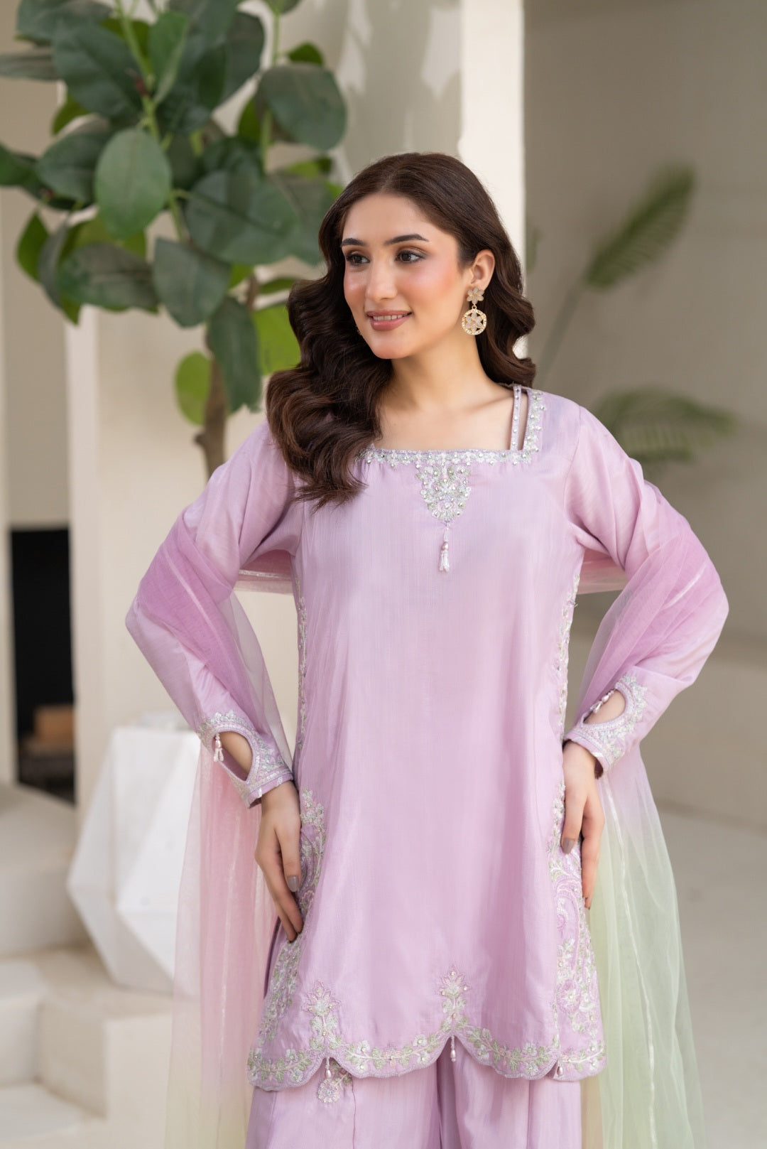 NF-6483 Lilac Rawsilk Stitched 2Pc Suit