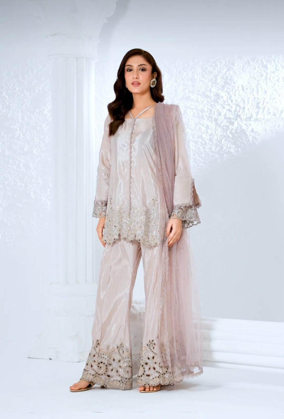 NF-6592 Silver Silk 2pc Dress