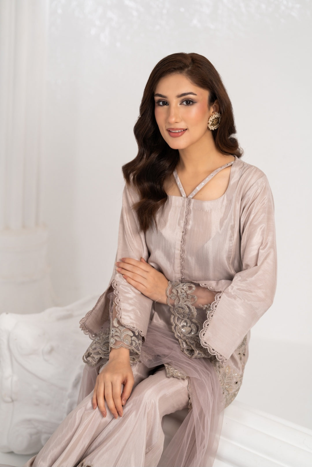NF-6592 Silver Silk 2pc Dress
