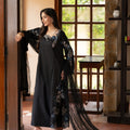 NF-6693 Black Silk long 2pc dress