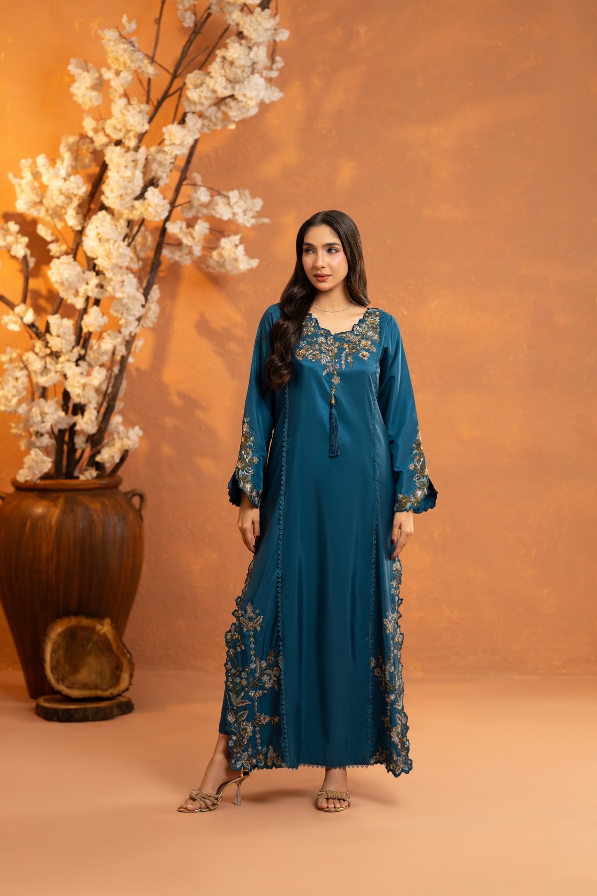 NF-6767 Teal Green Silk Stitched 2PC Suit