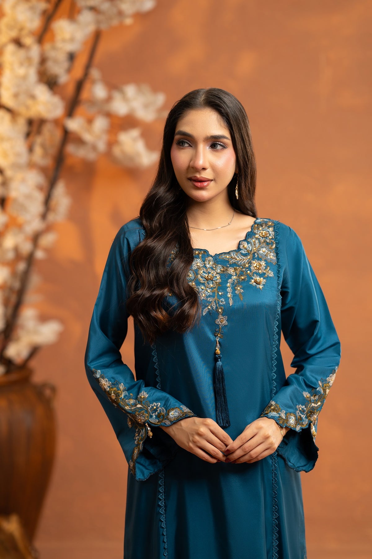 NF-6767 Teal Green Silk Stitched 2PC Suit