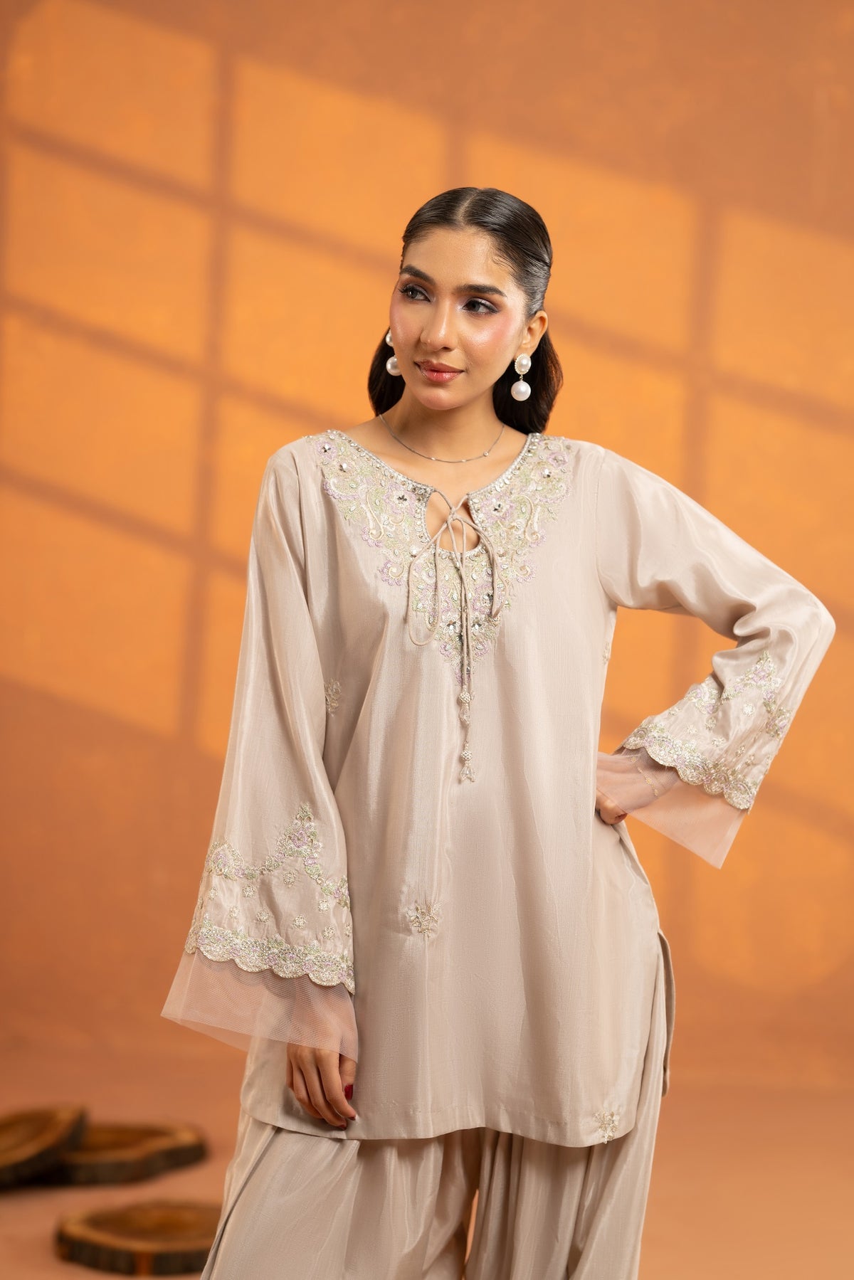 NF-7003 Ivory RawSilk Stitched 2PC Suit