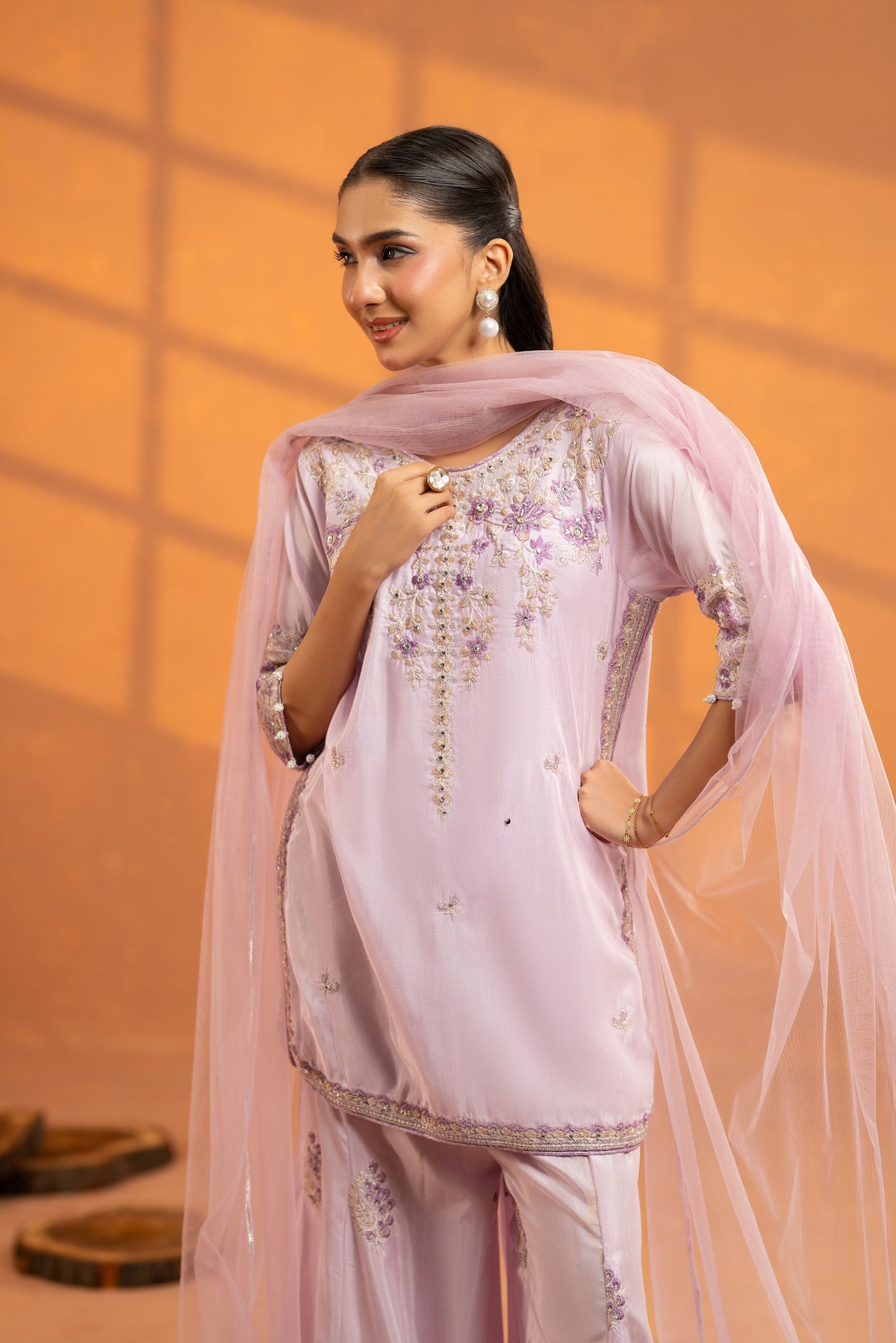 NF-7105 Lilac RawSilk Stitched 2PC Suit