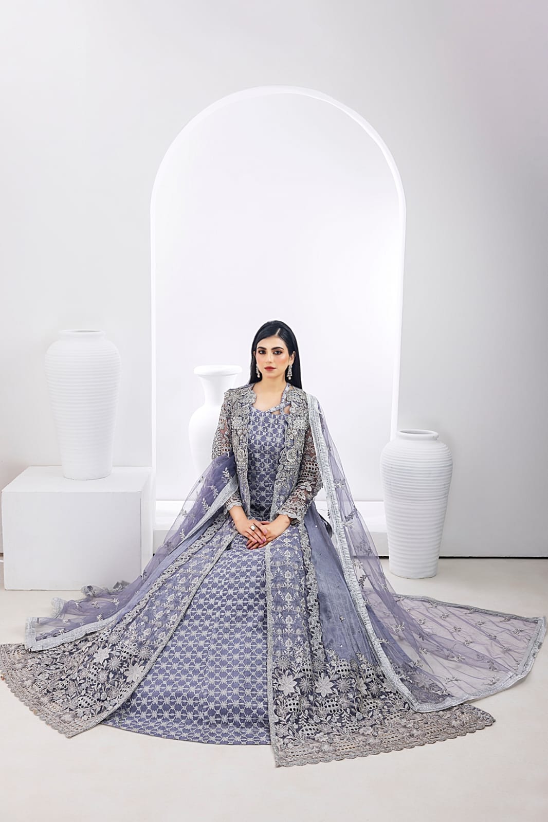 NB-5550 Light Purple 3Pc Stitched Bridal Dress - Main Image