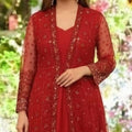 NF-2062 Red Chiffon Stitched Dress