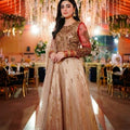 NF-6439 Peach Lama Tissue Lehnga Choli Dress