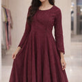 NF-6660 Maroon Chiken Stitched Frock