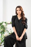 NF-6497 Black RawSIlk Stitched 2PC