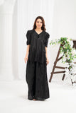 NF-6497 Black RawSIlk Stitched 2PC