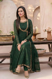 NF-6102 Green Chiffon Stitched Frock