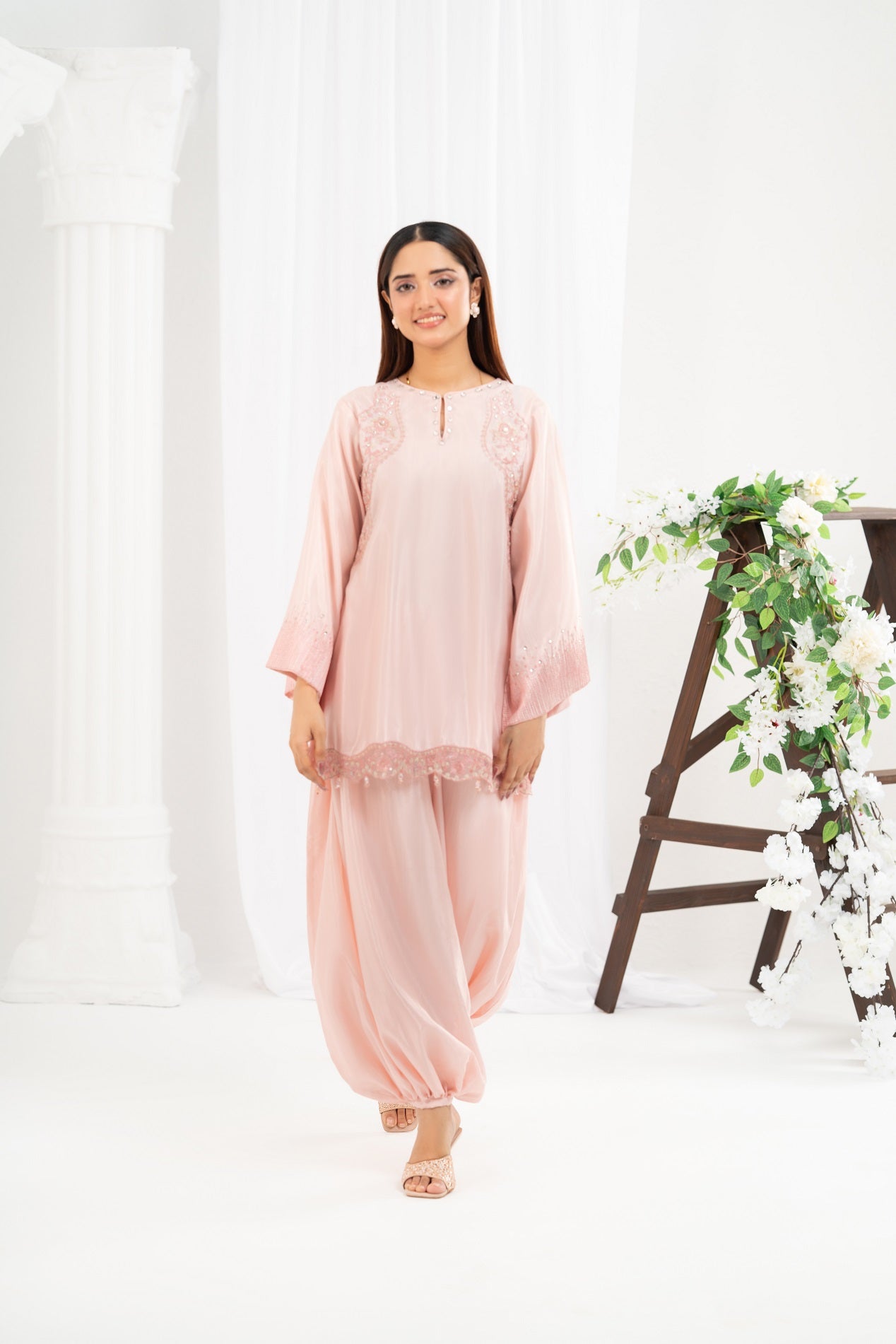 NF-6854 Baby Pink Silk 2Pc