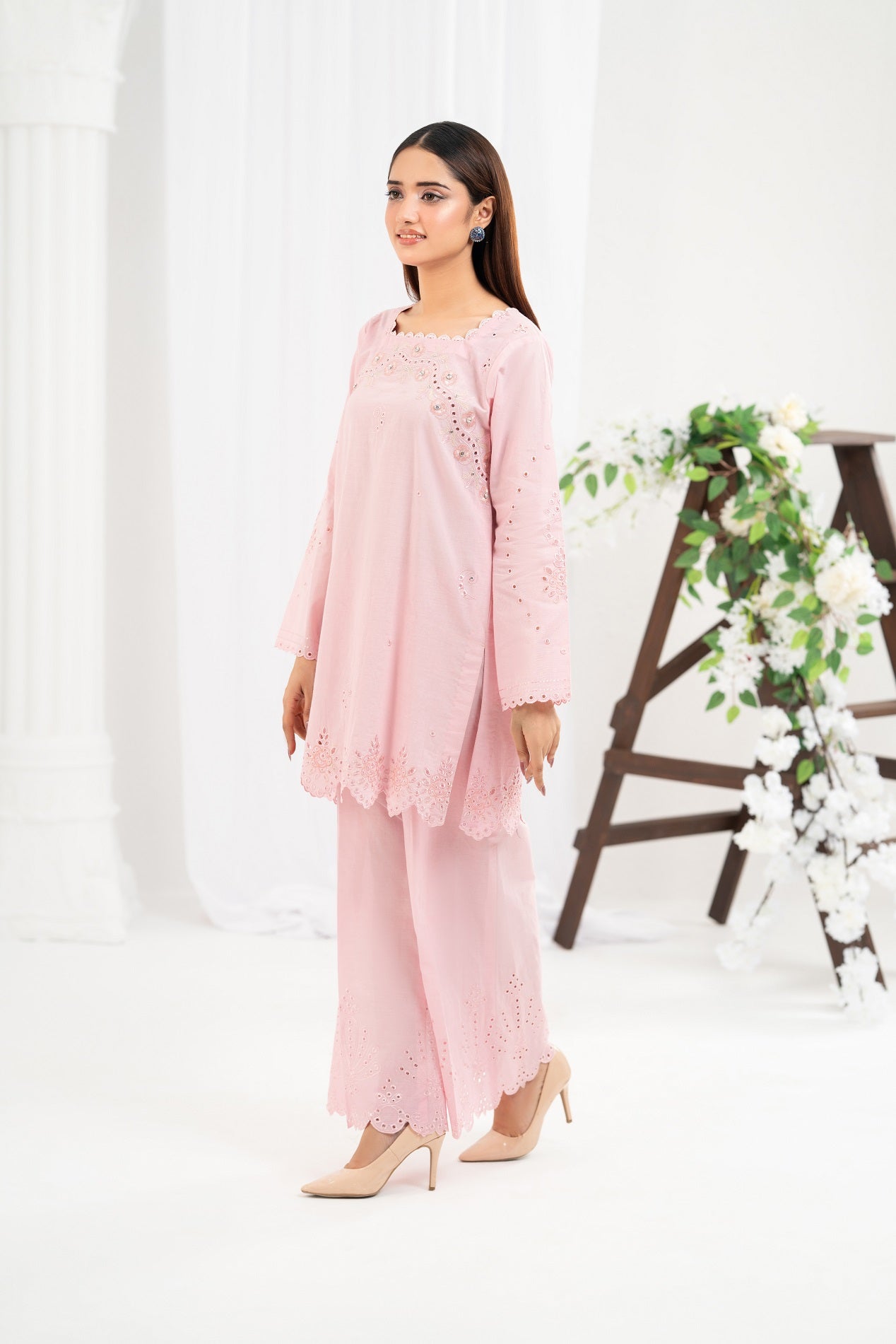 NF-6856 Pink Cotton Sitiched 2Pc