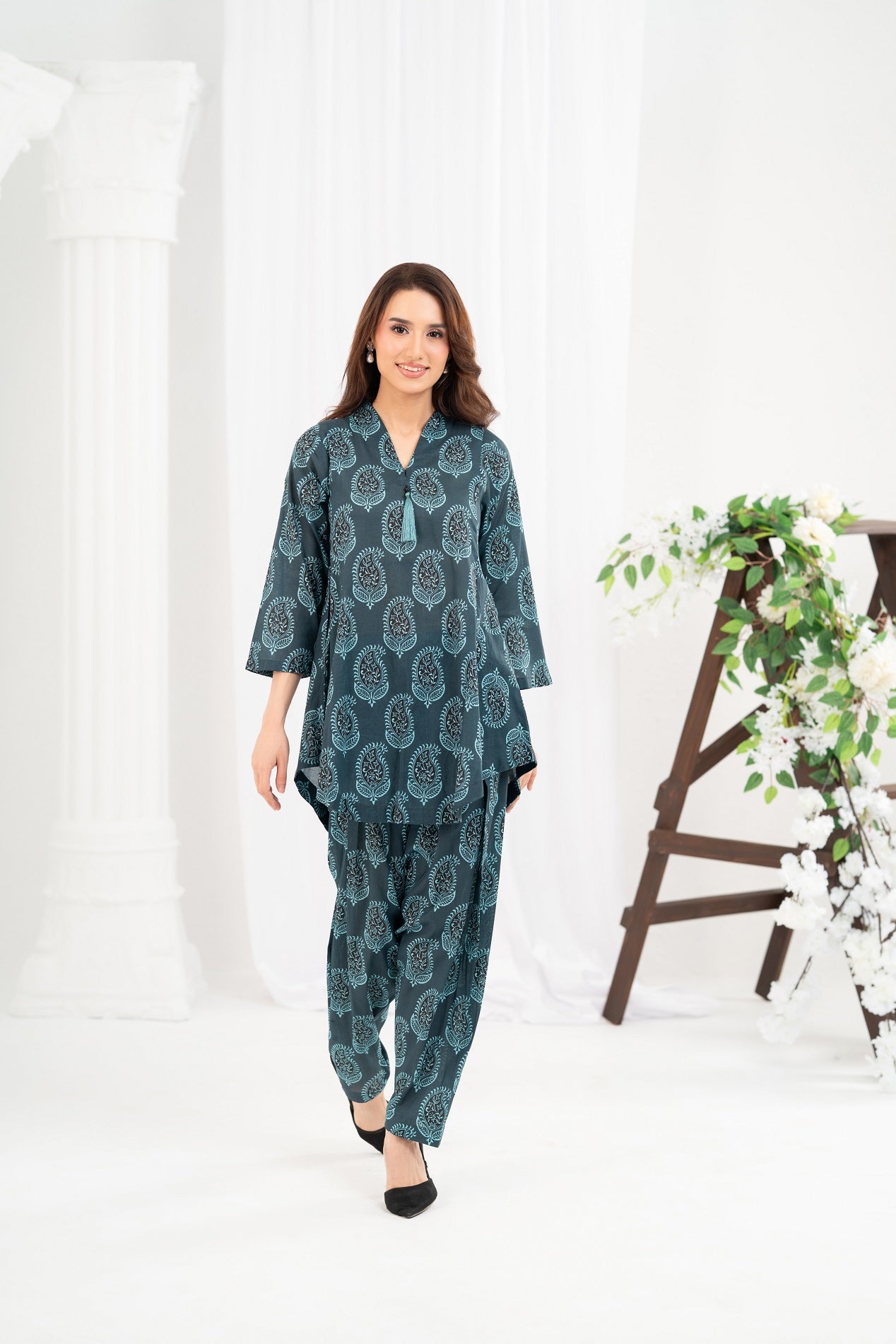 NF-Paisley Navy Blue Printed 2Pc