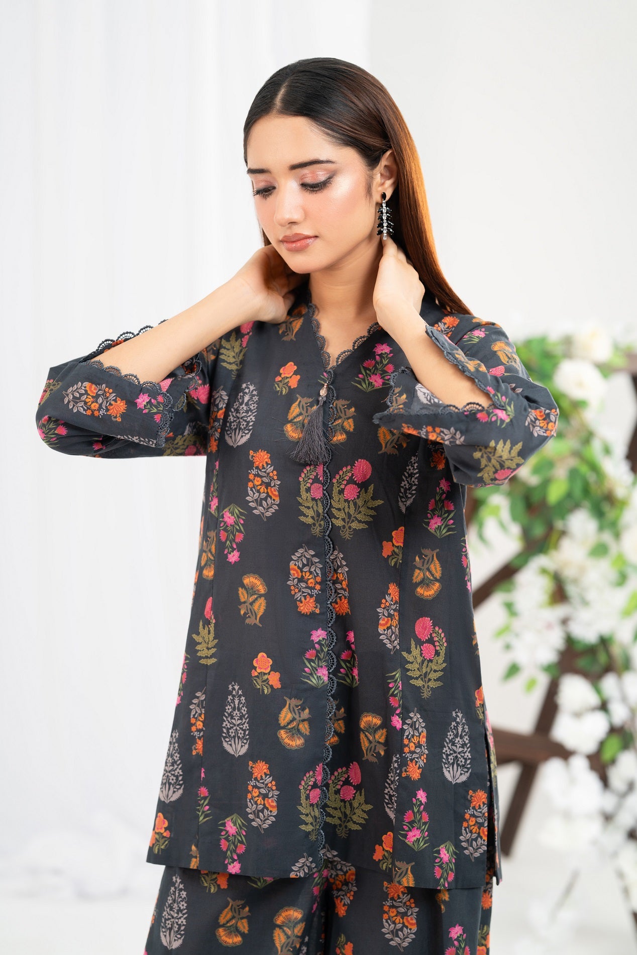 NF-Grey Majestic Print 2Pc Stitched