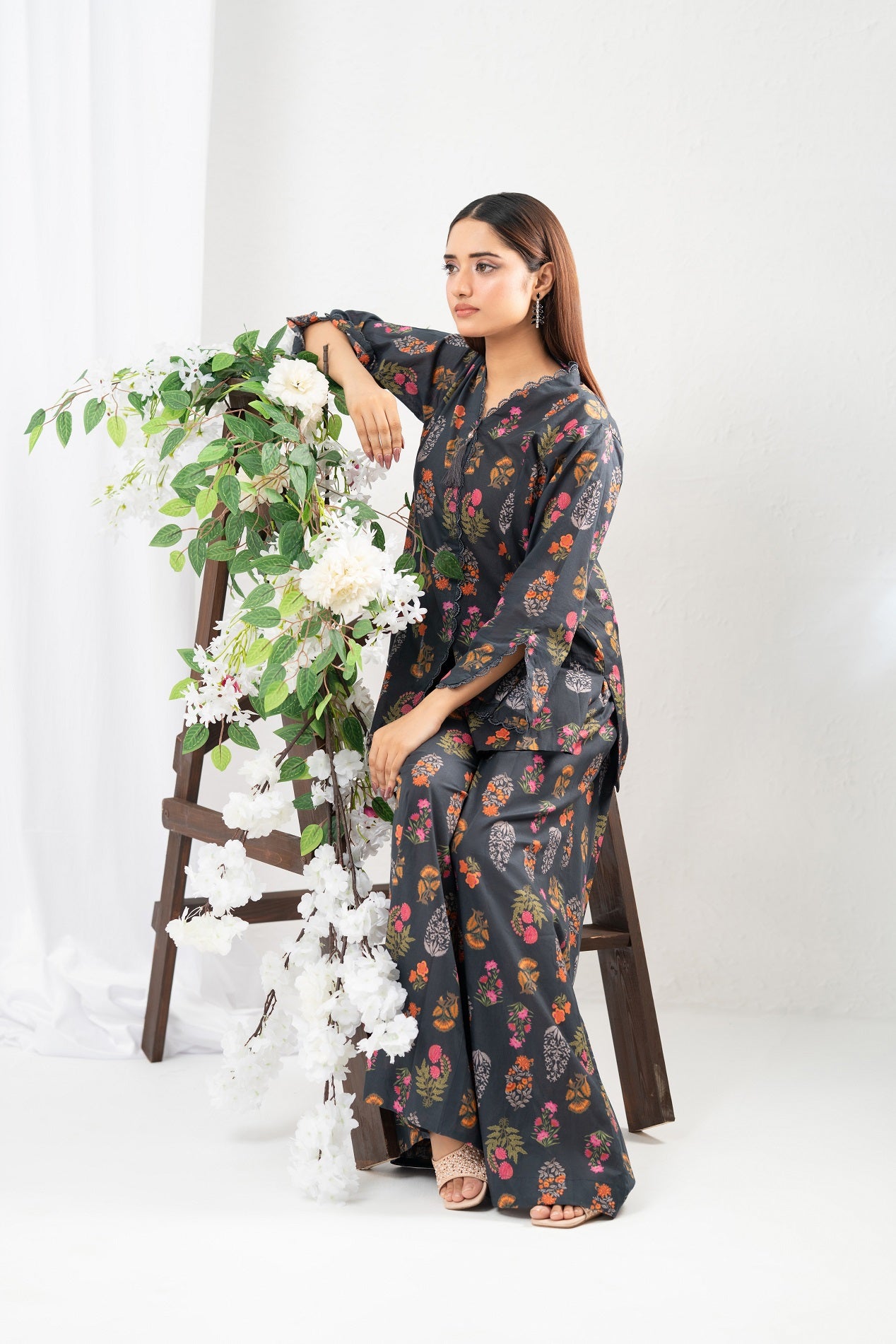 NF-Grey Majestic Print 2Pc Stitched