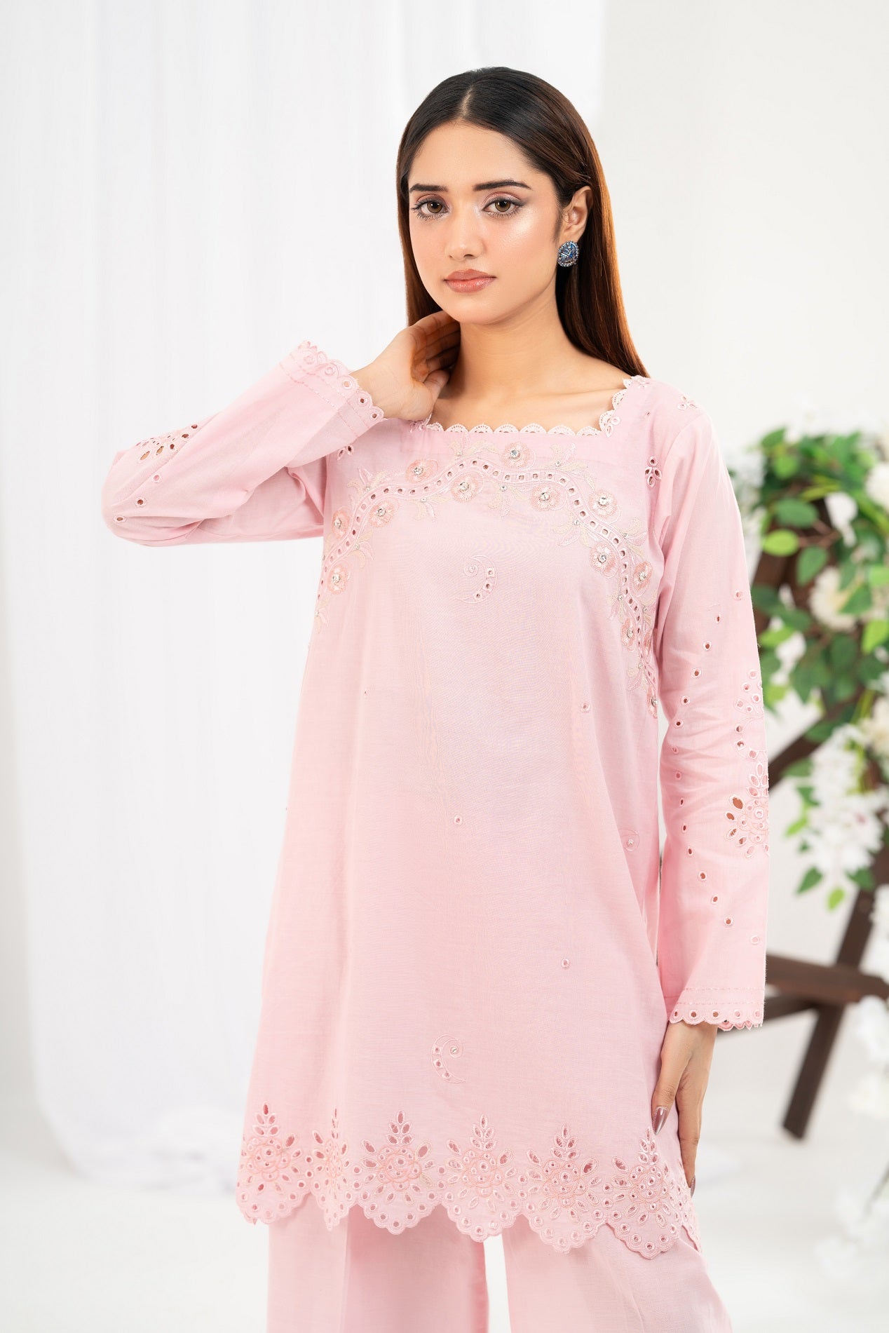 NF-6856 Pink Cotton Sitiched 2Pc